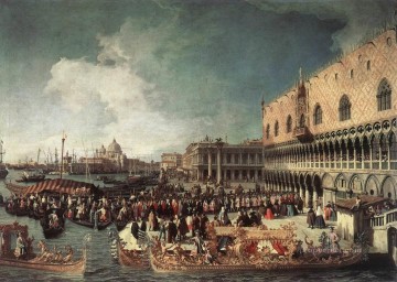 Canaletto Painting - Reception Of The Ambassador In The Doges Palace Canaletto